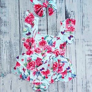 Baby girl romper with headband